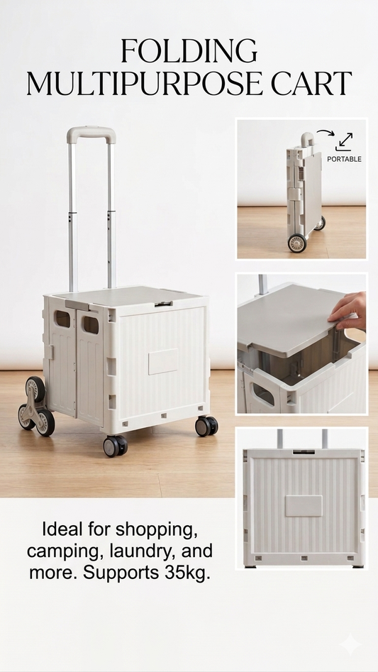 Portable Collapsible Rolling Cart with Stair Climbing Wheels